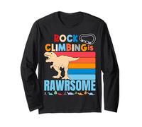 Rock Climbing is Awesome Dinosaur Climbers Mountain Gift Maglia a Manica