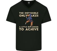 Rock Climbing The Impossible Funny Climber Uomo V-Neck Cotton T-Shirt