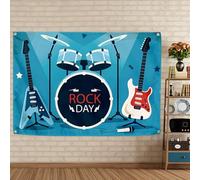 ROCK DAY Poster da parete e stampe su tela arazzo Rock star tema banner rivetto metallo bandiera garage band decorazione festa di compleanno sfondo musica metallo arredamento casa 23,49 x 190 cm