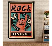 Rock Festival Fun Hard Punk Metal Musica Arazzo Bandiera Wall Art Vintage Poster Appeso Banner per Casa All'aperto Camera Dormitorio Camera da Letto Decorazione da Parete 3,50 x 190 cm