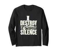 Rock Guitar Musicista Distruggi Silenzio Maglia a Manica
