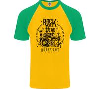 Rock Is Dead Kit Tamburo Batterista Drumming DA UOMO S/S Baseball T-Shirt