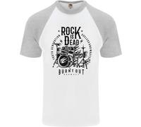 Rock Is Dead Kit Tamburo Batterista Drumming DA UOMO S/S Baseball T-Shirt