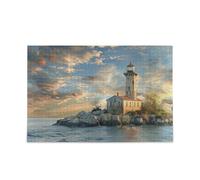 Rock Island Lighthouse Jigsaw Puzzles Challenging and Educational Masterpieces Puzzle 500 Piecing