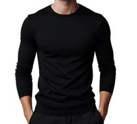 ROCK-IT Apparel Longsleeve Heavy Basic Uomo T-Shirt Manica Lunga Premium Girocollo Uomo Camicia 100% Cotone Taglie S-5XL Taglio Regolare Nero 5XL