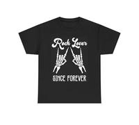 Rock Lover Since Forever Graphic T Shirt Vintage Gift Unisex Heavy Cotton Tee Black L