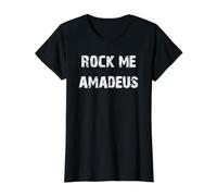 Rock Me Amadeus Maglietta con Stampa Grafica Economica, Donna, Nero, S