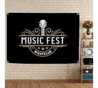 Rock Music Fest, arazzo con bandiera in metallo duro e punk, poster vintage di musica rock festival in tessuto a tema banner bar caffetteria casa birra decorazione artistica da parete per interni 10,9