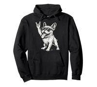 Rock Musik Bulldog Francese Funny Heavy Metal Vibes Felpa con Cappuccio