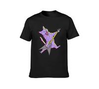 Rock N Roll Cat Animal Musician Guitar Player Cat Lover Unisex 100% Cotton Short-Sleeve T-Shirts Black XXXL