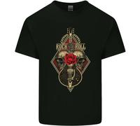 Rock N Roll Chitarra Teschio Chitarrista Elettrica Uomo Cotone T-Shirt Tee Top