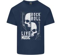 Rock N Roll Live Music Skull Guitar Uomo Cotone T-Shirt Tee Top