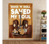 Rock 'N' Roll SAVED MY SOUL Bandiera Arazzo Auto Campeggio Decorazione Banner - Vintage Hard & Punk Metal Music Poster Decorazione da Parete per Camera da Letto Camera da Letto Camera da Letto 124 x