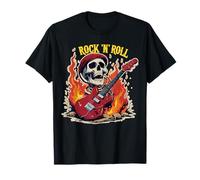 Rock 'n' Roll teschio con chitarra in fiamme Maglietta
