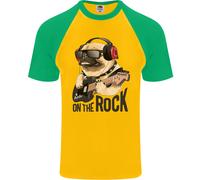 Rock N Rotolo Carlino Divertente Chitarra Heavy Metal DA UOMO S/S / Baseball