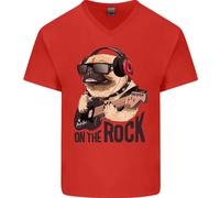 Rock N Rotolo Carlino Divertente Chitarra Heavy Metal Uomo V-Neck Cotone T-Shirt