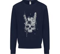 Rock N Rotolo Musica Saluto Teschio Biker Gotico Bambini Felpa Maglione