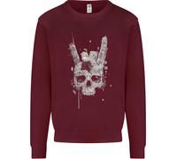 Rock N Rotolo Musica Saluto Teschio Biker Gotico Bambini Felpa Maglione