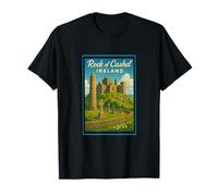 Rock of Cashel Irlanda Vintage Viaggio Souvenir Art Graphic Maglietta