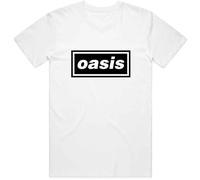 Rock off Oasis - Maglietta con Logo Classico, Colore: Bianco Bianco S