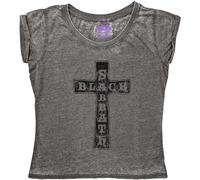 Rock Off officially licensed products Black Sabbath T Shirt Vintage Cross Nuovo Ufficiale da Donna Charcoal Grigio Size L