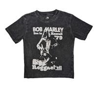 Bob Marley - Maglietta Hawaii Lavaggio Effetto Neve per Bambini/Ragazze, Grigio Carbone, 1-2 Anni