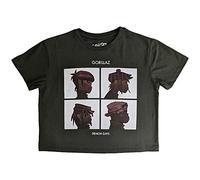 Rock Off officially licensed products Gorillaz Crop Top T Shirt Demon Days Band Logo Nuovo Ufficiale da Donna Verde Size S