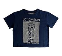 Rock Off officially licensed products Joy Division Crop Top T Shirt Unknown Pleasures Nuovo Ufficiale da Donna Denim Size S