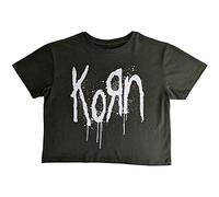 Rock Off officially licensed products Korn Crop Top T Shirt Still A Freak Band Logo Nuovo Ufficiale da Donna Verde Size M