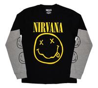 Rock Off officially licensed products Longsleeve Nirvana Yellow Happy Face Ufficiale Uomo Maglietta Unisex (X-Large)