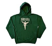 Nirvana Felpa con Cappuccio Angelic Mono Band Logo Nuovo Ufficiale Unisex Verde Size XL