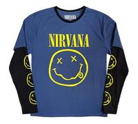 Rock Off officially licensed products Nirvana Giallo Grunge Face Layered Long Sleeve T Shirt Size L