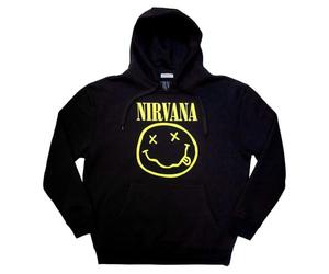 Rock Off officially licensed products Nirvana Giallo Grunge Face Pullover Felpa con Cappuccio Size L