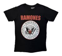 Rock Off officially licensed products Ramones Hey Ho Red Block Text Maglietta Nera Uomo