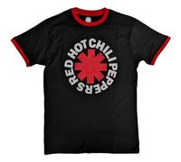 Rock Off officially licensed products Red Hot Chili Peppers Ringer T Shirt Classic Asterisk Nuovo Ufficiale Unisex Size XL
