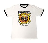 Rock Off officially licensed products Sublime Ringer T Shirt 40Oz To Freedom Band Logo Nuovo Ufficiale Unisex Bianca Size XL