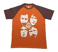 Rock Off officially licensed products The Who Ringer T Shirt Faces Band Logo Nuovo Ufficiale Unisex Arancia Size XL