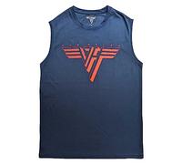 Van Halen Tank Top Muscle T Shirt Classic Rosso Logo Ufficiale Unisex Demin Blu Size S