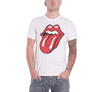 Rock Off The Rolling Stones Classic Tongue With Soft Hand Inks, Maglietta A Maniche Corte Uomo, Bianco (White), XXL