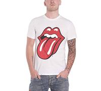 Rock Off The Rolling Stones Classic Tongue With Soft Hand Inks, Maglietta A Maniche Corte Uomo, Bianco (White), S