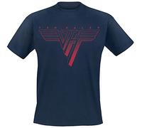 Rock Off Van Halen - Maglietta Classica da Uomo, con Logo Rosso, Blu, Blu Marino, M