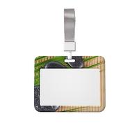 Rock on a Bamboo Mat porta badge con cordino, clip per proteggere documenti d'identità, per infermiere, dottori, insegnanti