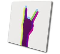 Rock On Hand 3D Retro Funky Illustration SINGLE TELA parete arte foto stampa