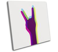 Rock On Hand 3D Retro Funky Illustration SINGLE TELA parete arte foto stampa