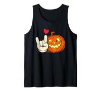 Rock On Jack O Lanterna Carino Zucca Cuore Vintage Halloween Canotta