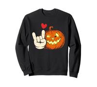 Rock On Jack O Lanterna Carino Zucca Cuore Vintage Halloween Felpa