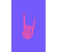 Rock On - Pink Skeleton Hand Journal on Purple Background | 150 Lined Pages | Quirky Gothic Rock Notebook | Glossy Cover | Fun Edgy Gift for Music Lovers