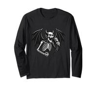 Rock On Skeleton Hand Devil Singer Skull Rock Band Maglia a Manica