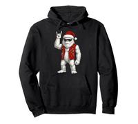 Rock On Uomo Donna Bambini Divertente Santa Sasquatch Felpa con Cappuccio