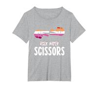 Rock Paper Forbici Camicia Lesbica Pride Bandiera Divertente LGBTQ Maglietta, Donna Plus-Size, Grigio Melange, 1X